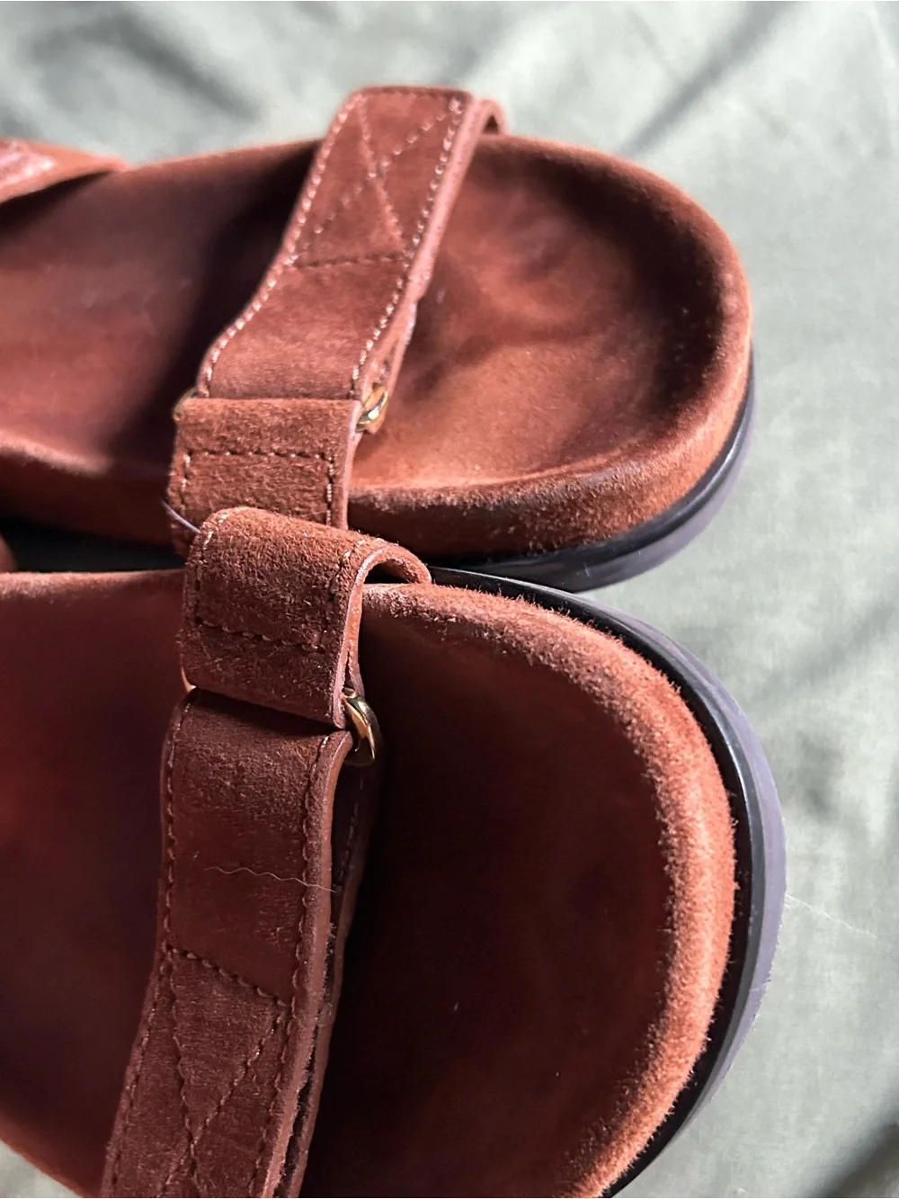 J. Crew Men’s Rust Brown Suede Double-Strap Slide Sandals